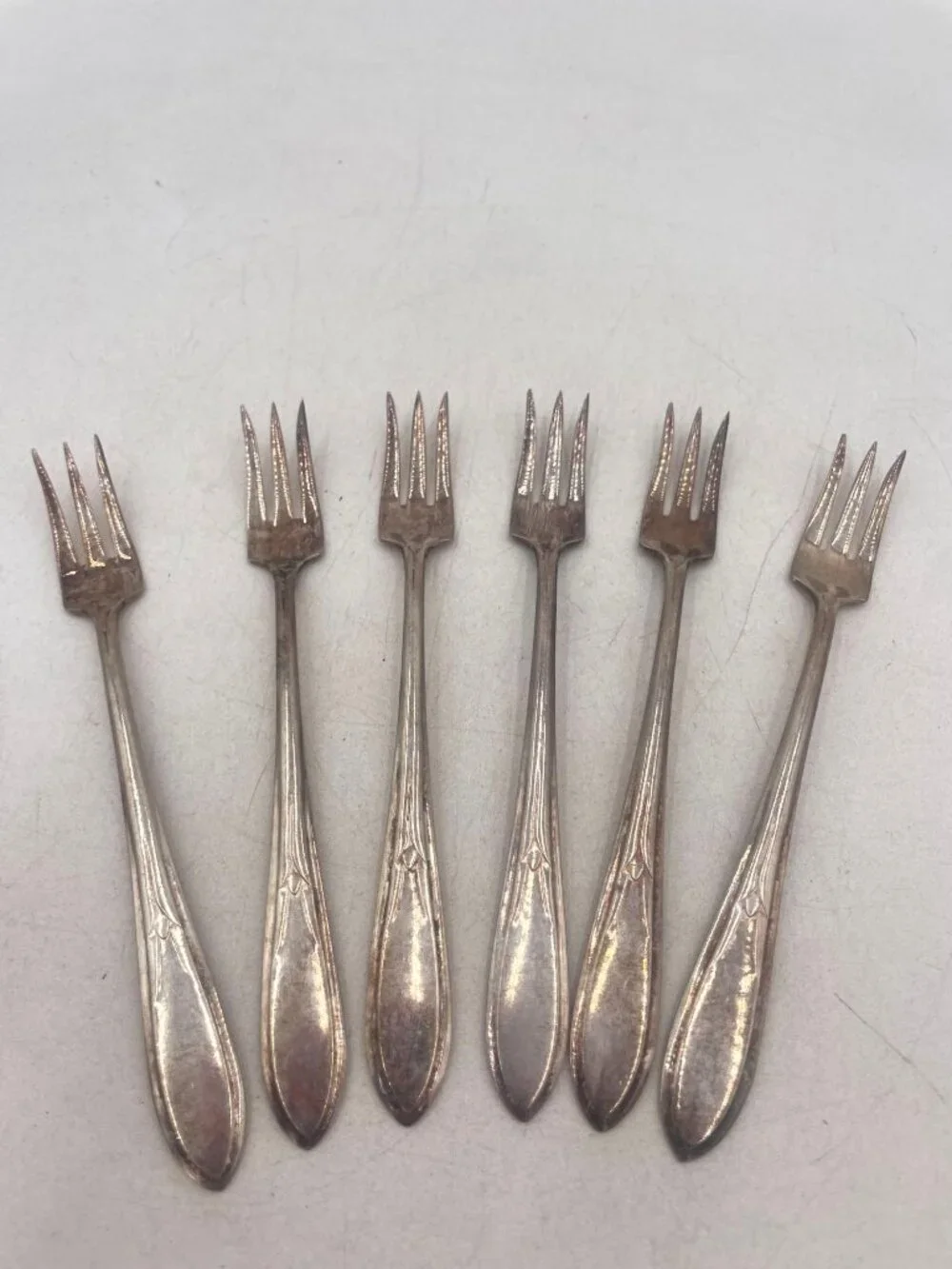 Wm Rogers Mfg Co Original Silverplate Vintage Relish Pickle Forks Set Of 6